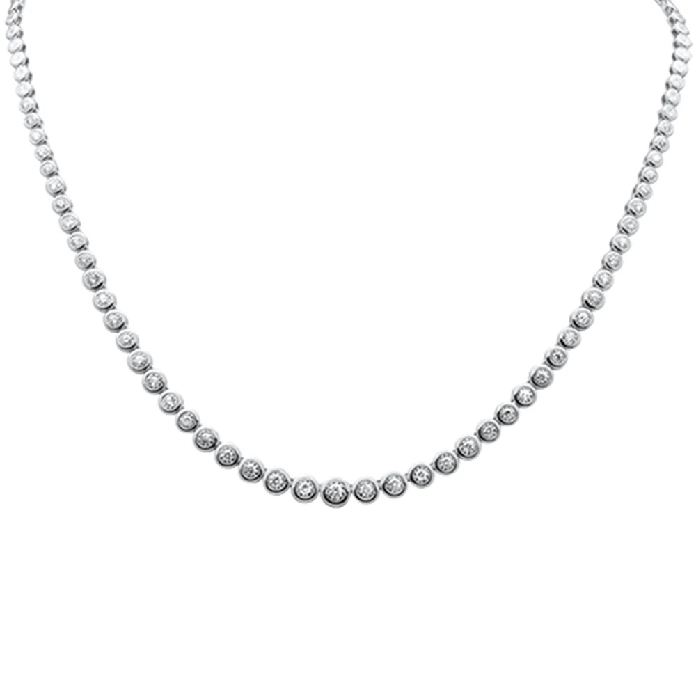 <span style="color:purple">SPECIAL!</span>1.44ct G SI 14K White Gold Diamond Miracle Illusion Bezel Set Graduated Pendant Necklace 18" Long