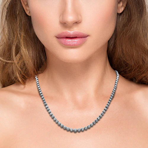<span style="color:purple">SPECIAL!</span>1.44ct G SI 14K White Gold Diamond Miracle Illusion Bezel Set Graduated Pendant Necklace 18" Long - Image 2