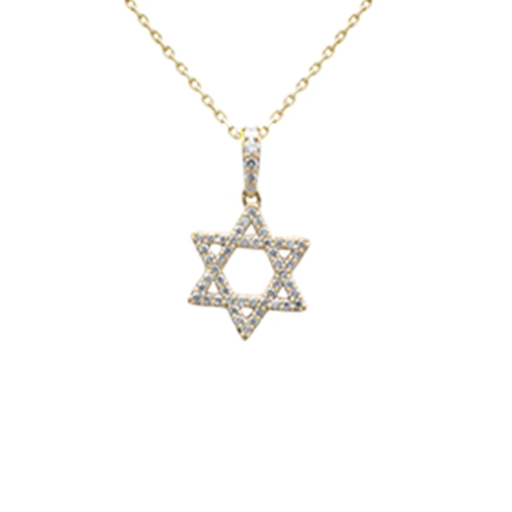 <span style="color:purple">SPECIAL!</span> .28ct G SI 14K Yellow Gold Diamond Star of David Pendant 18" long Chain