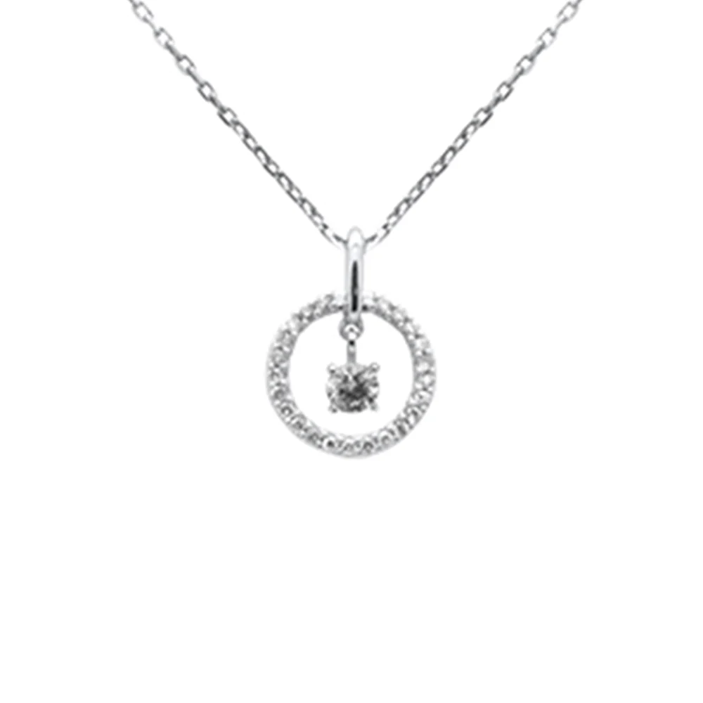 <span style="color:purple">SPECIAL!</span> .20ct G SI 14K White Gold Diamond Dancing Pendant Necklace 18" long Chain