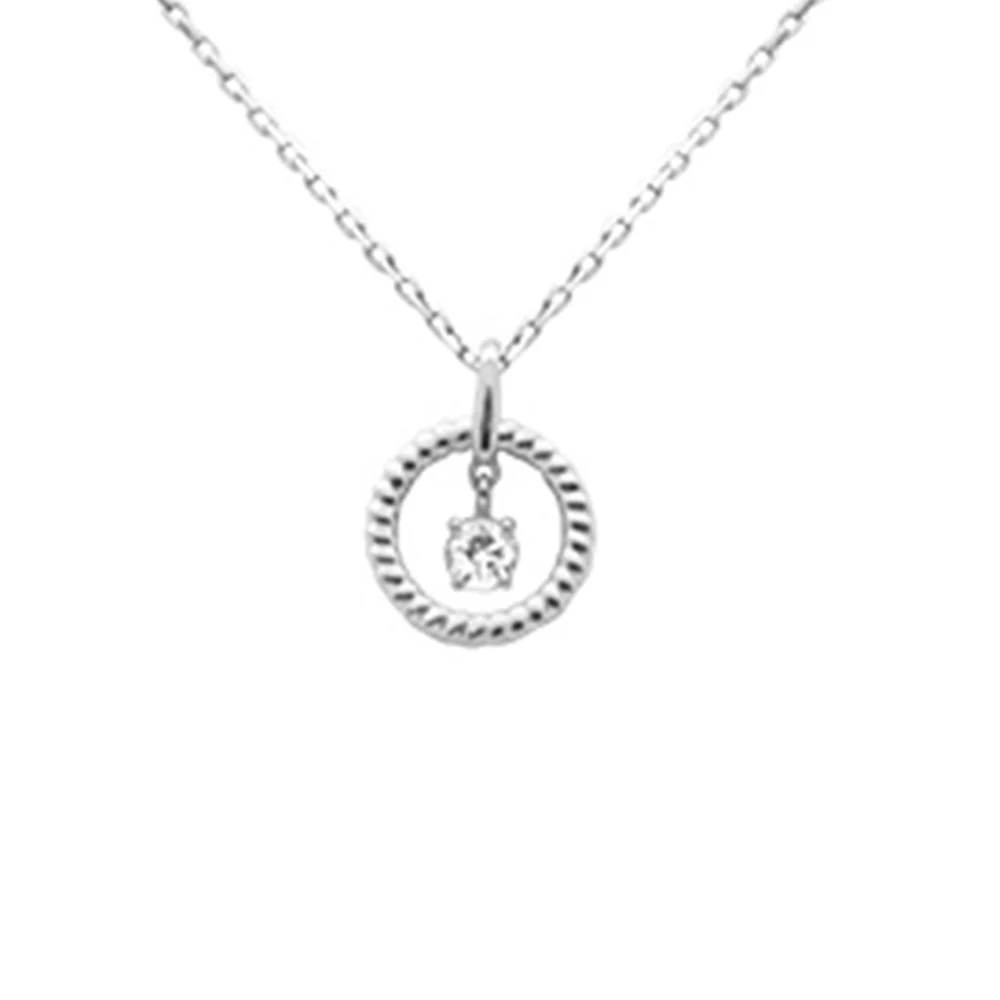 <span style="color:purple">SPECIAL!</span> .12ct G SI 14K White Gold Diamond Dancing Pendant Necklace 18" long Chain