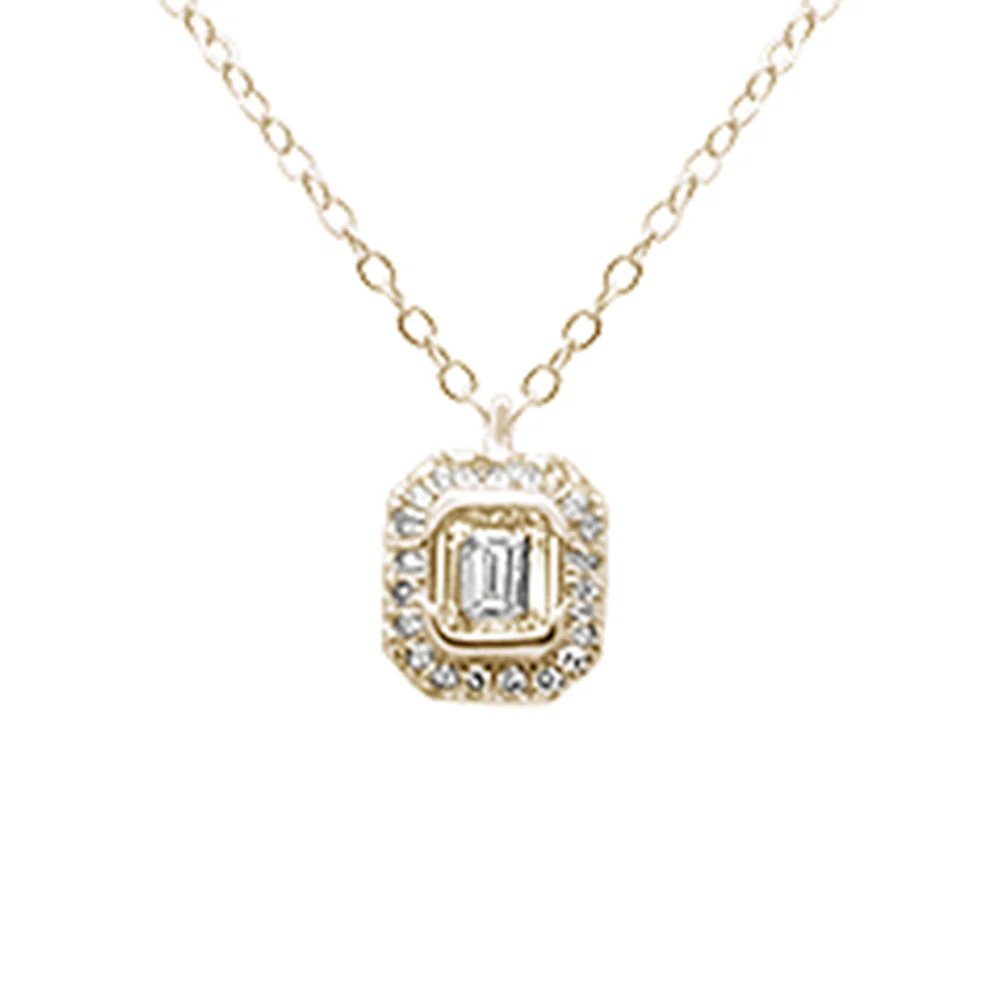 <span style="color:purple">SPECIAL!</span>.25ct G SI 14K Yellow Gold Emerald Cut Diamond Solitaire Pendant Necklace 18" Long