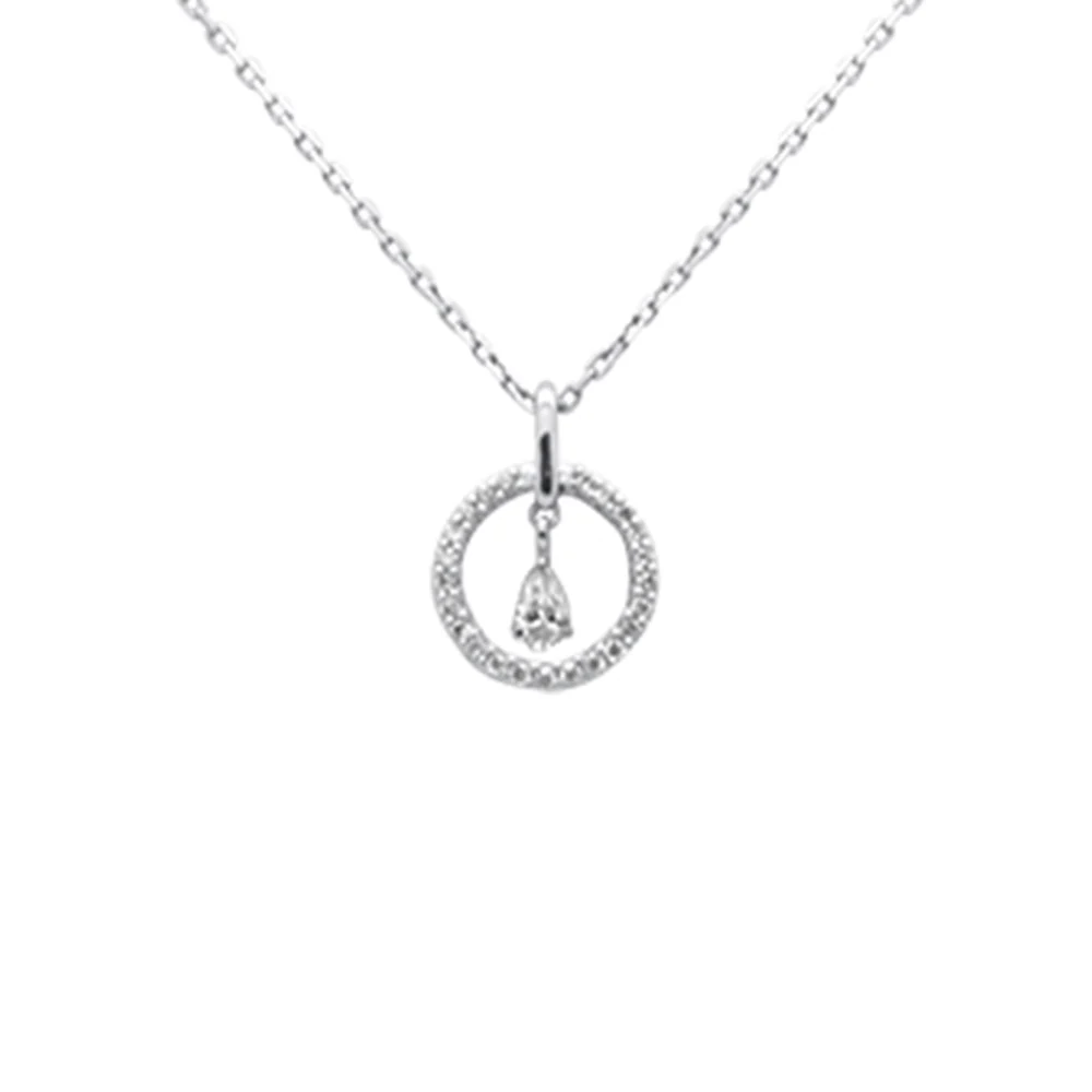 <span style="color:purple">SPECIAL!</span> .20ct G SI 14K White Gold Diamond Dancing Pendant Necklace 18" Chain