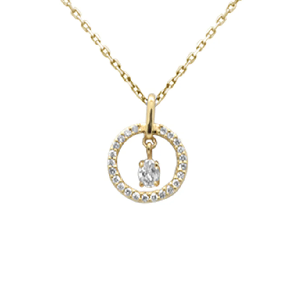 <span style="color:purple">SPECIAL!</span> .20ct G SI 14K Yellow Gold Diamond Dancing Pendant Necklace 18" Chain