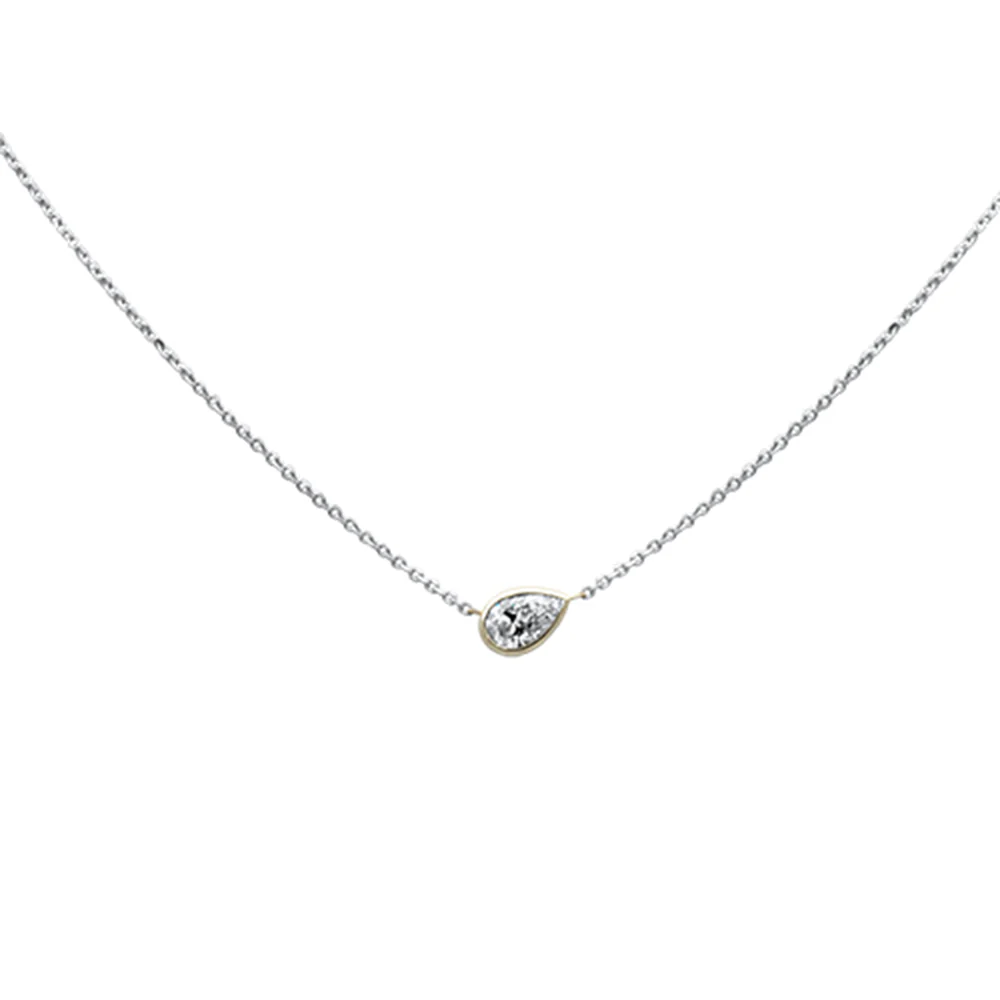 <span style="color:purple">SPECIAL!</span> .35ct G SI 14K White Gold Pear Shape Diamond Sideways Pendant Necklace 16+2" Ext