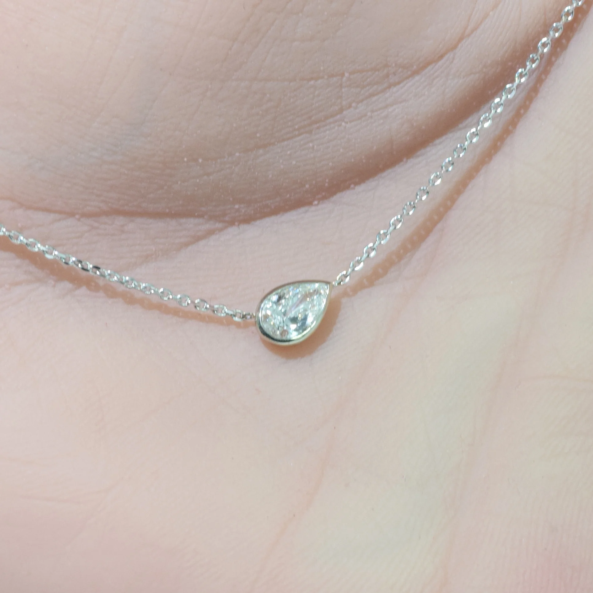 <span style="color:purple">SPECIAL!</span> .35ct G SI 14K White Gold Pear Shape Diamond Sideways Pendant Necklace 16+2" Ext - Image 4