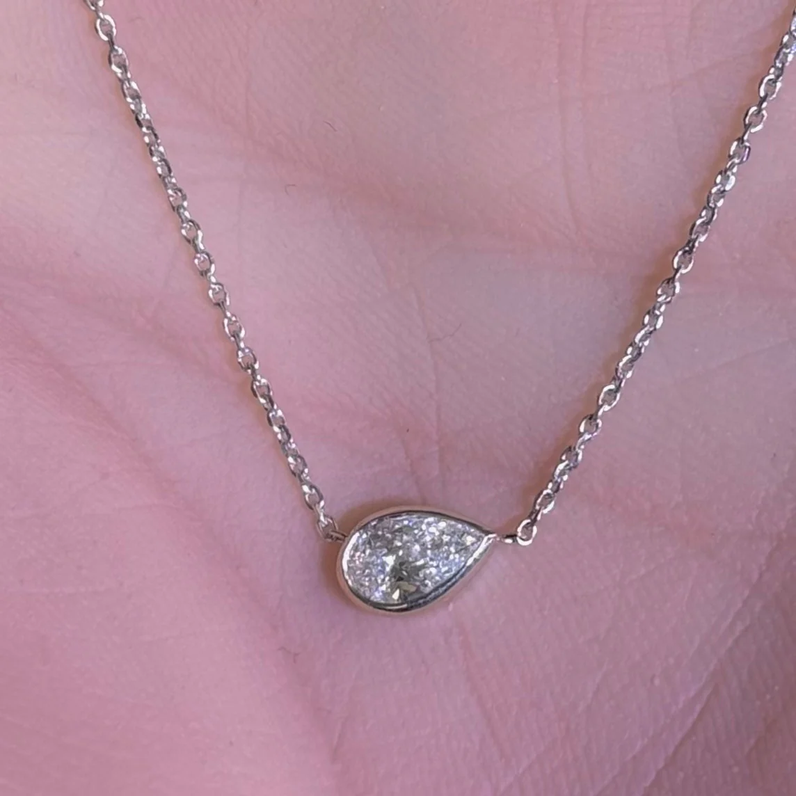 <span style="color:purple">SPECIAL!</span> .35ct G SI 14K White Gold Pear Shape Diamond Sideways Pendant Necklace 16+2" Ext - Image 5