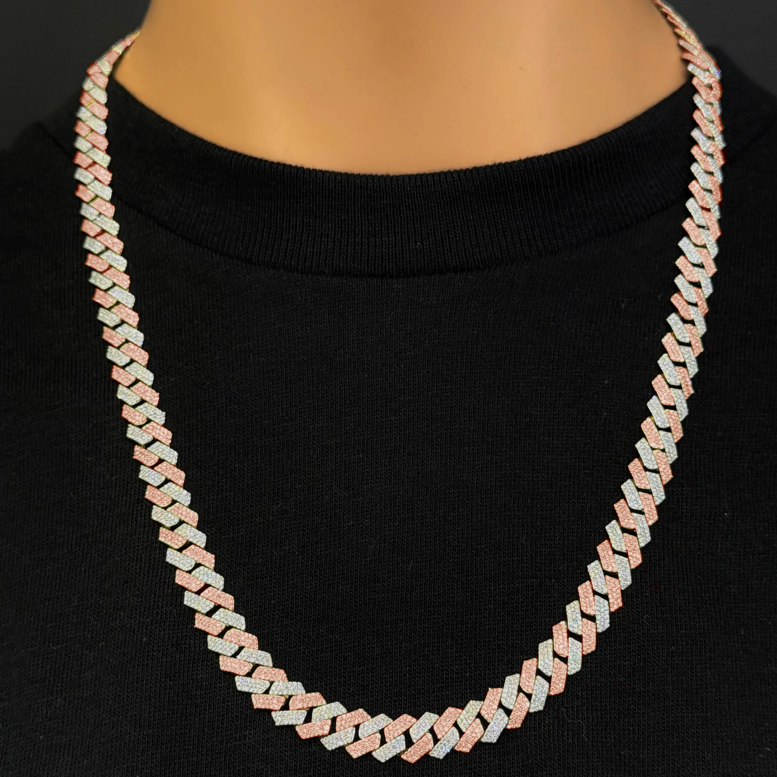 <span style="color:purple">SPECIAL!</span> 5MM 3.97ct G SI 14K Two Tone Gold Square Cuban Necklace 16" Long - Image 3
