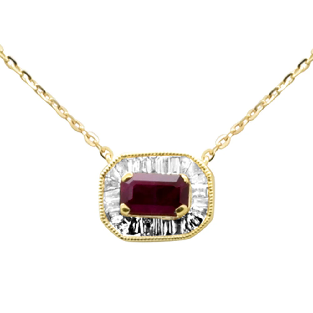 <span style="color:purple">SPECIAL!</span> .56ct G SI 14K Yellow Gold Diamond & Ruby Gemstone Pendant Necklace 16+2" Ext