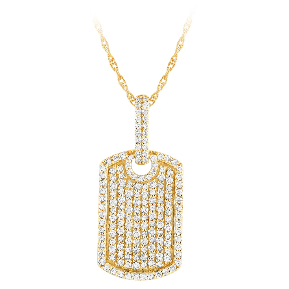 <span style="color:purple">SPECIAL!</span> .84ct G SI 14K Yellow Gold Diamond Dome Pendant Necklace 18" Long Chain