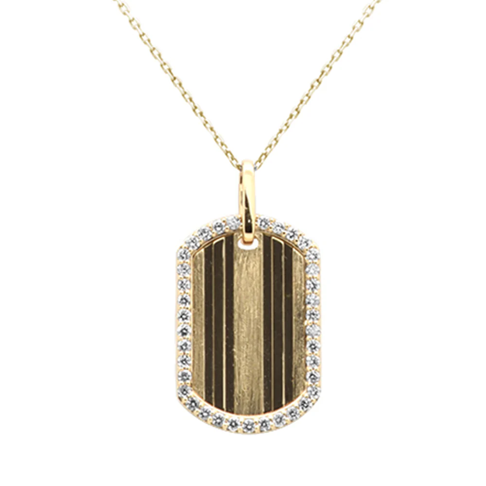 <span style="color:purple">SPECIAL!</span>.50ct G SI 14K Yellow Gold Diamond Medallion Dog Tag Charm Pendant Necklace 18" Long - Image 2