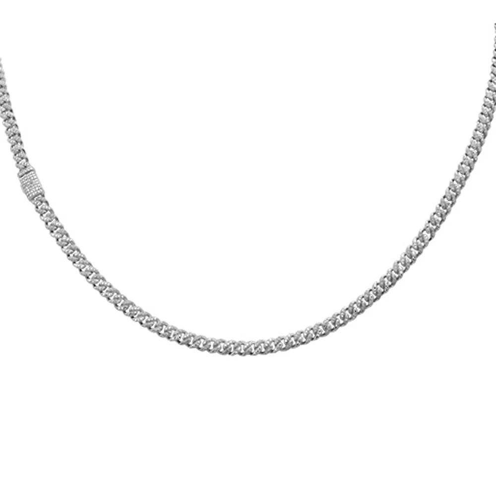 <span style="color:purple">SPECIAL!</span> 5MM 1.46ct G SI 14K White Round Diamond Cuban Necklace 18" Long