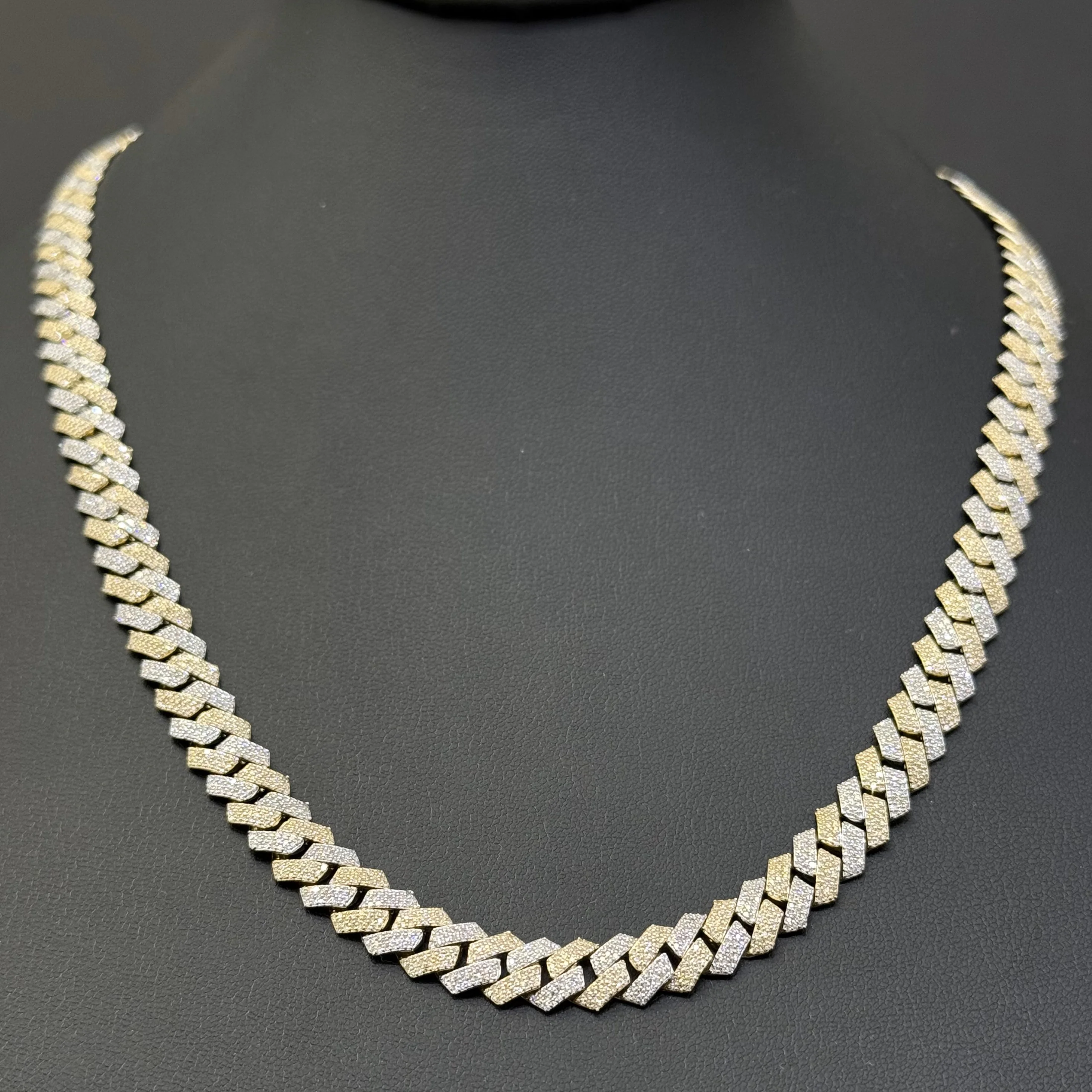 <span style="color:purple">SPECIAL!</span> 7MM 5.70ct G SI 14K Yellow & White Gold Diamond Square Cuban Chain Necklace 22" - Image 2
