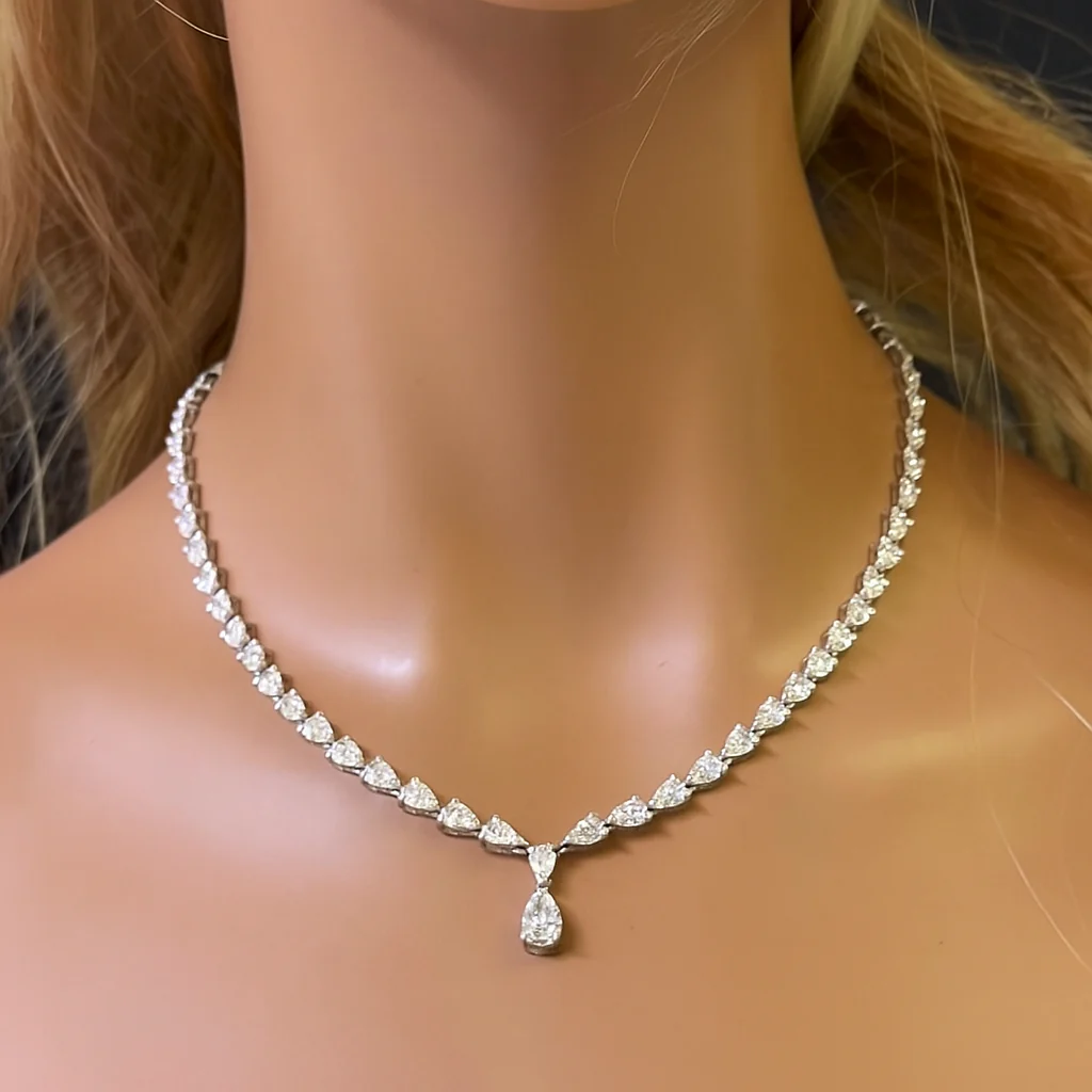 <span style="color:purple">SPECIAL!</span> 19.24ct G SI Center 1.01ct 14K White Gold Pear Shape Diamond Pendant Necklace 16" Long - Image 2