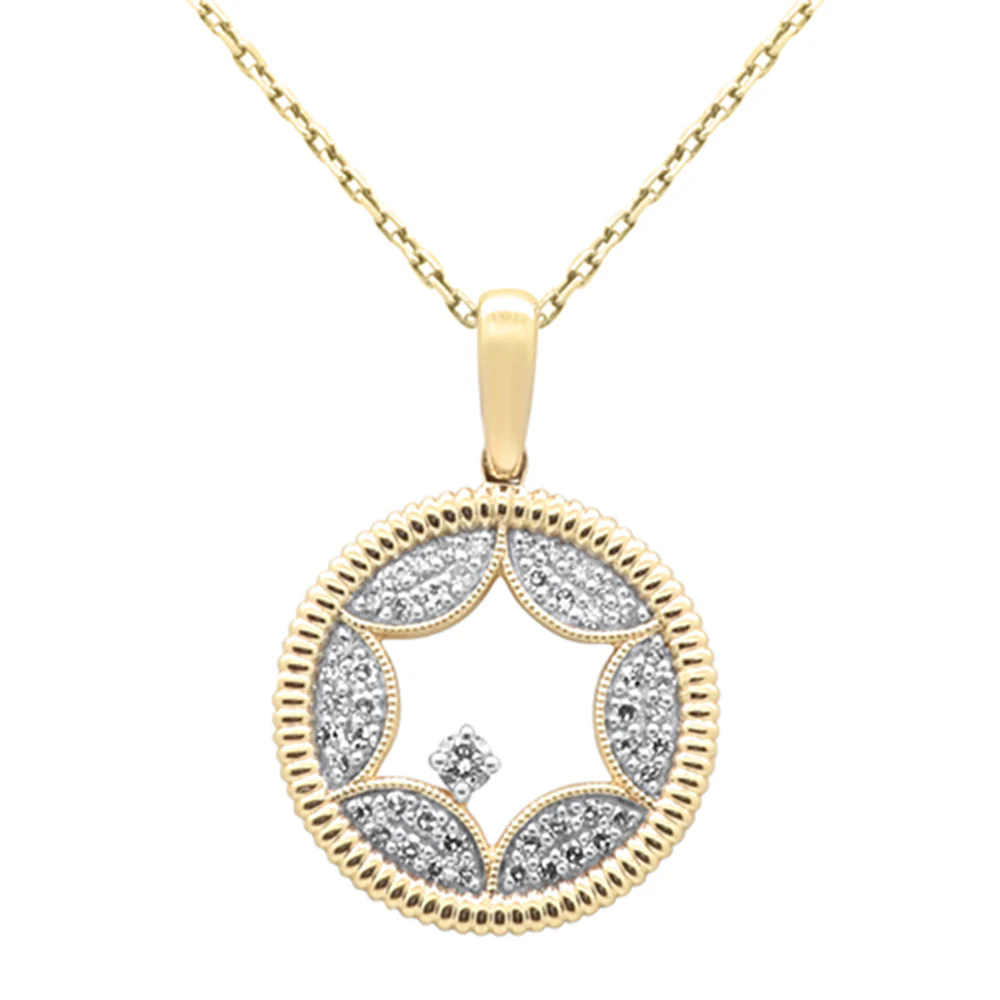 <span style="color:purple">SPECIAL!</span> .25ct G SI 14K Yellow Gold Diamond Star Pendant Necklace 18" Chain
