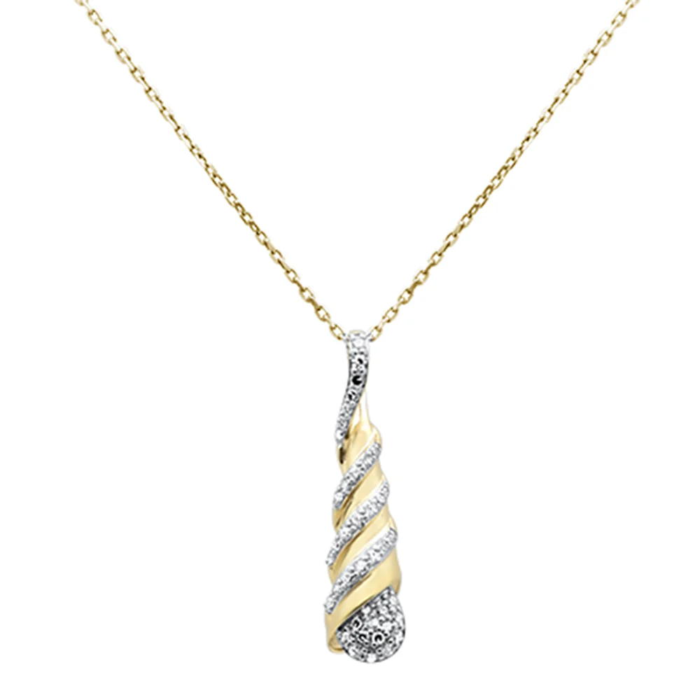<span style="color:purple">SPECIAL!</span> .25ct G SI 14K Yellow Gold Modern Dome Diamond Drop Pendant Necklace 18" Chain