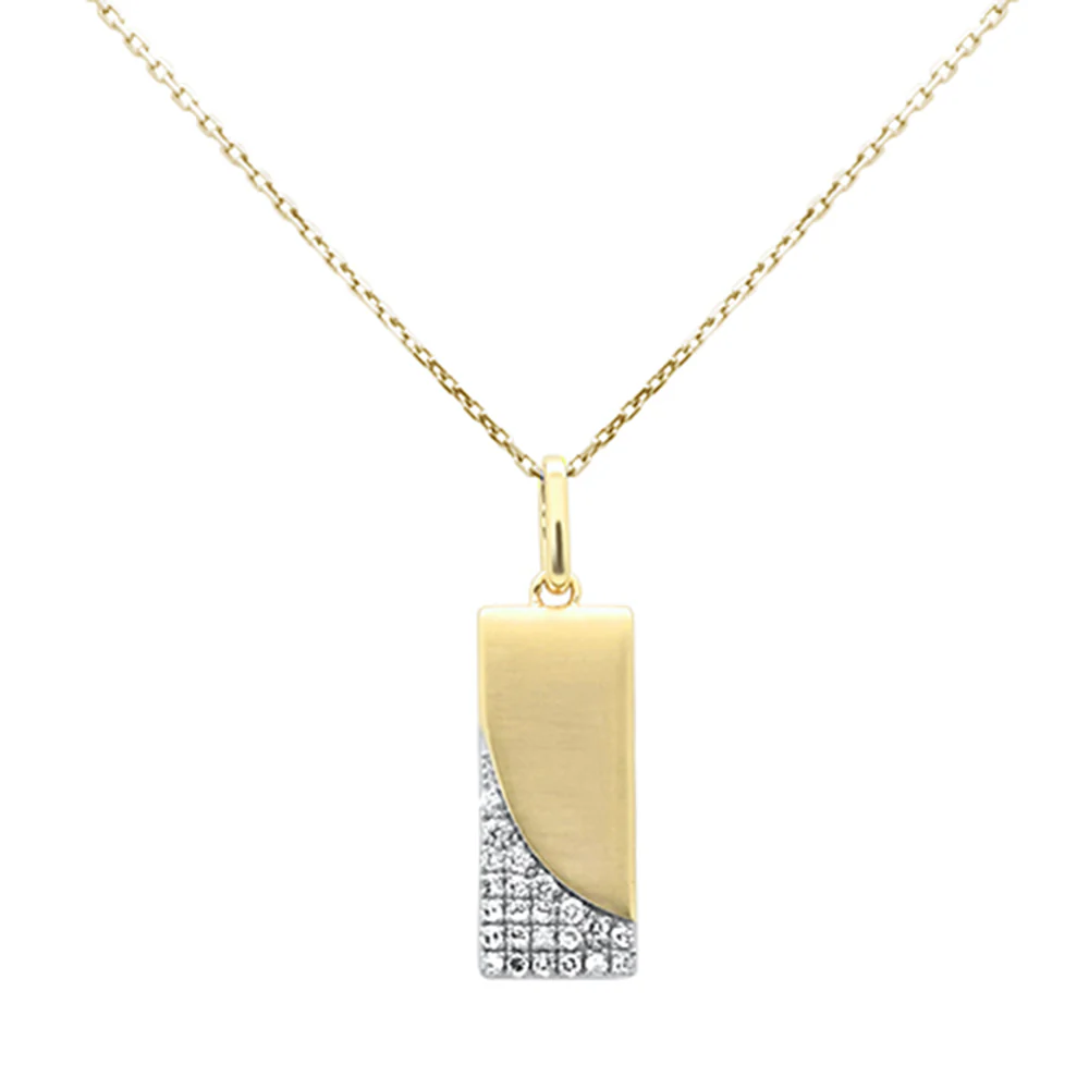 <span style="color:purple">SPECIAL!</span>.19ct G SI 14K Yellow Gold Diamond Dog Tag Design Chevron Pendant Necklace