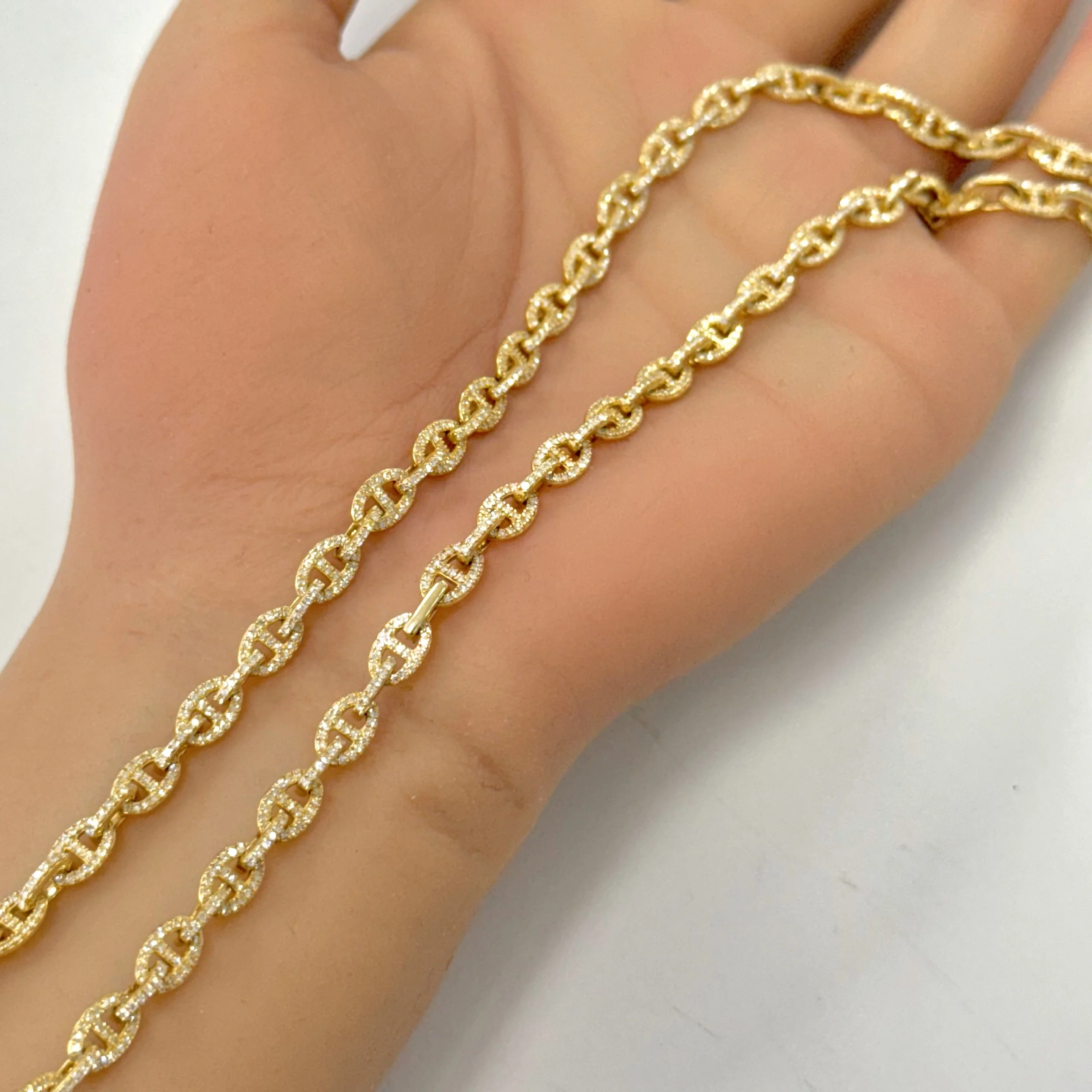 <span style="color:purple">SPECIAL!</span> 3.52ct G SI 14K Yellow Gold Diamond Mariner Link Chain Necklace 22" Long