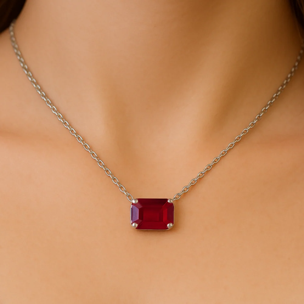 <span style="color:purple">SPECIAL!</span> 1.14ct G SI 14K White Gold Ruby Gemstone Solitaire Pendant Necklace 18" Chain - Image 2