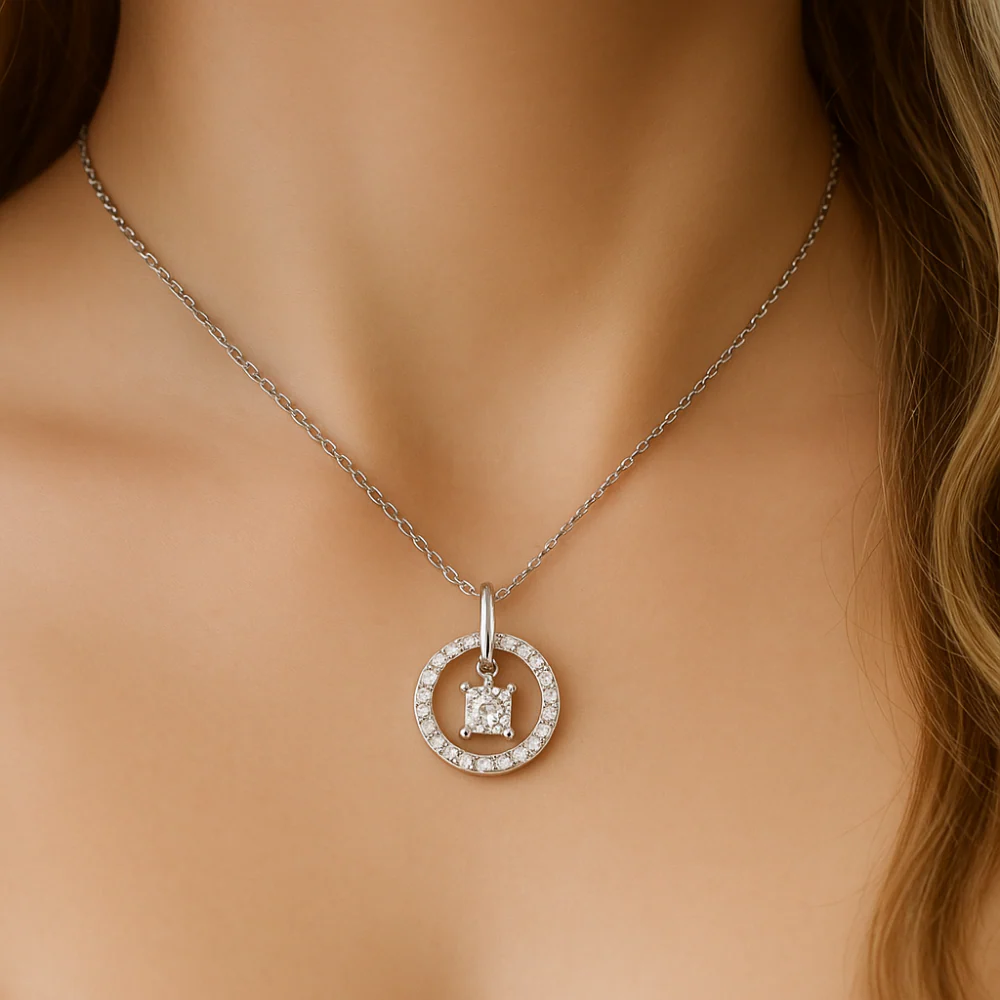 <span style="color:purple">SPECIAL!</span> .23ct G SI 14K White Gold Diamond Solitare Pendant 18" Long - Image 2