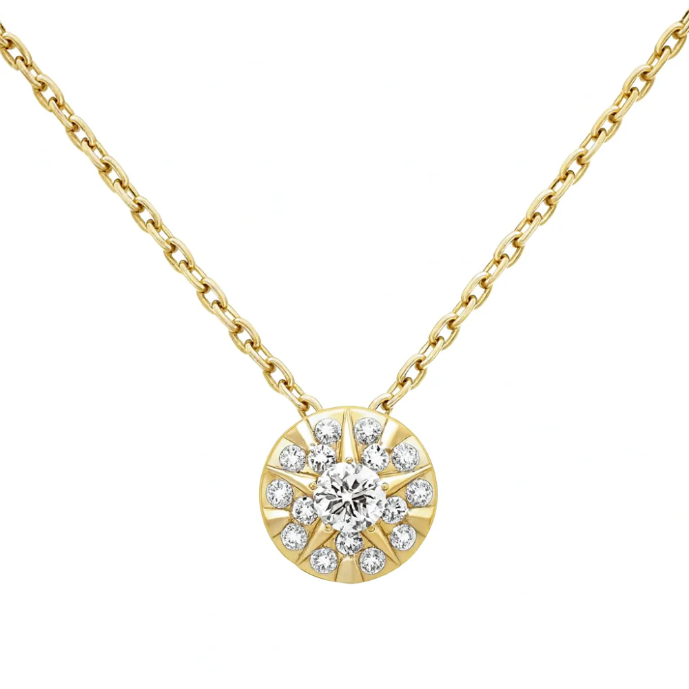 <span style="color:purple">SPECIAL!</span> .20ct G SI 14K Yellow Gold Diamond Round Shape Pendant Necklace 18" Long