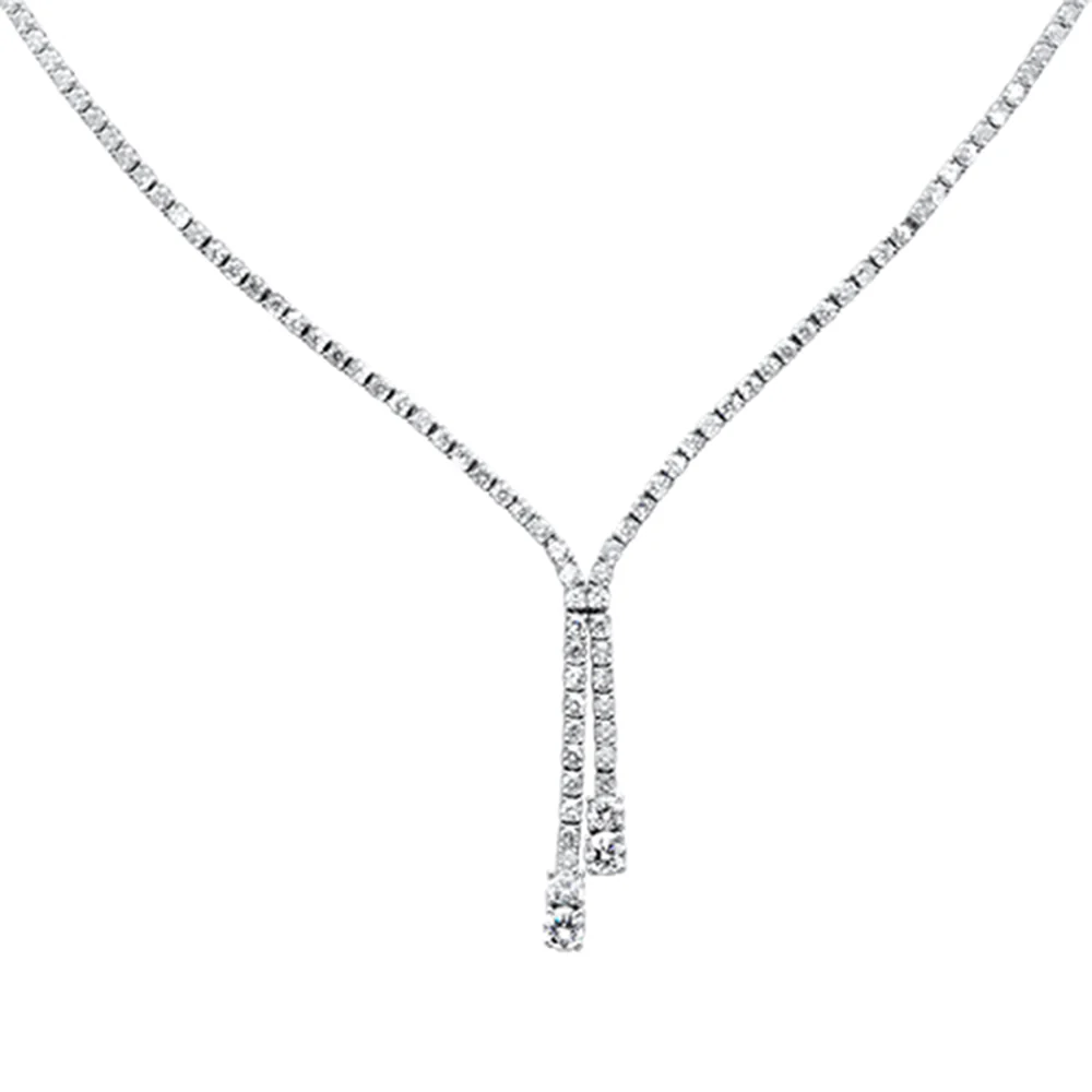 <span style="color:purple">SPECIAL!</span> 7.74ct G SI 14K White Gold Diamond Drop Lariat Tennis Necklace 16+2" Long