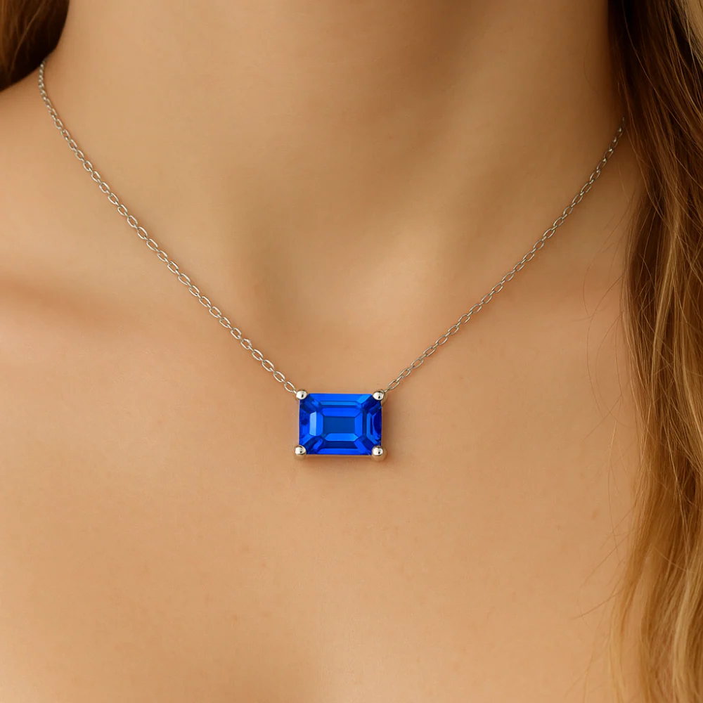 <span style="color:purple">SPECIAL!</span>1.50ct G SI 14K White Gold Tanzanite Gemstone Solitaire Pendant Necklace 18" Long - Image 2