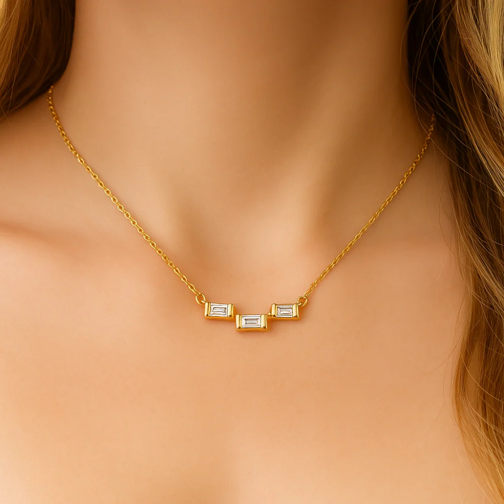 <span style="color:purple">SPECIAL!</span>.21ct G SI 14K Yellow Gold Diamond Baguette Pendant Size 6.5 - Image 2