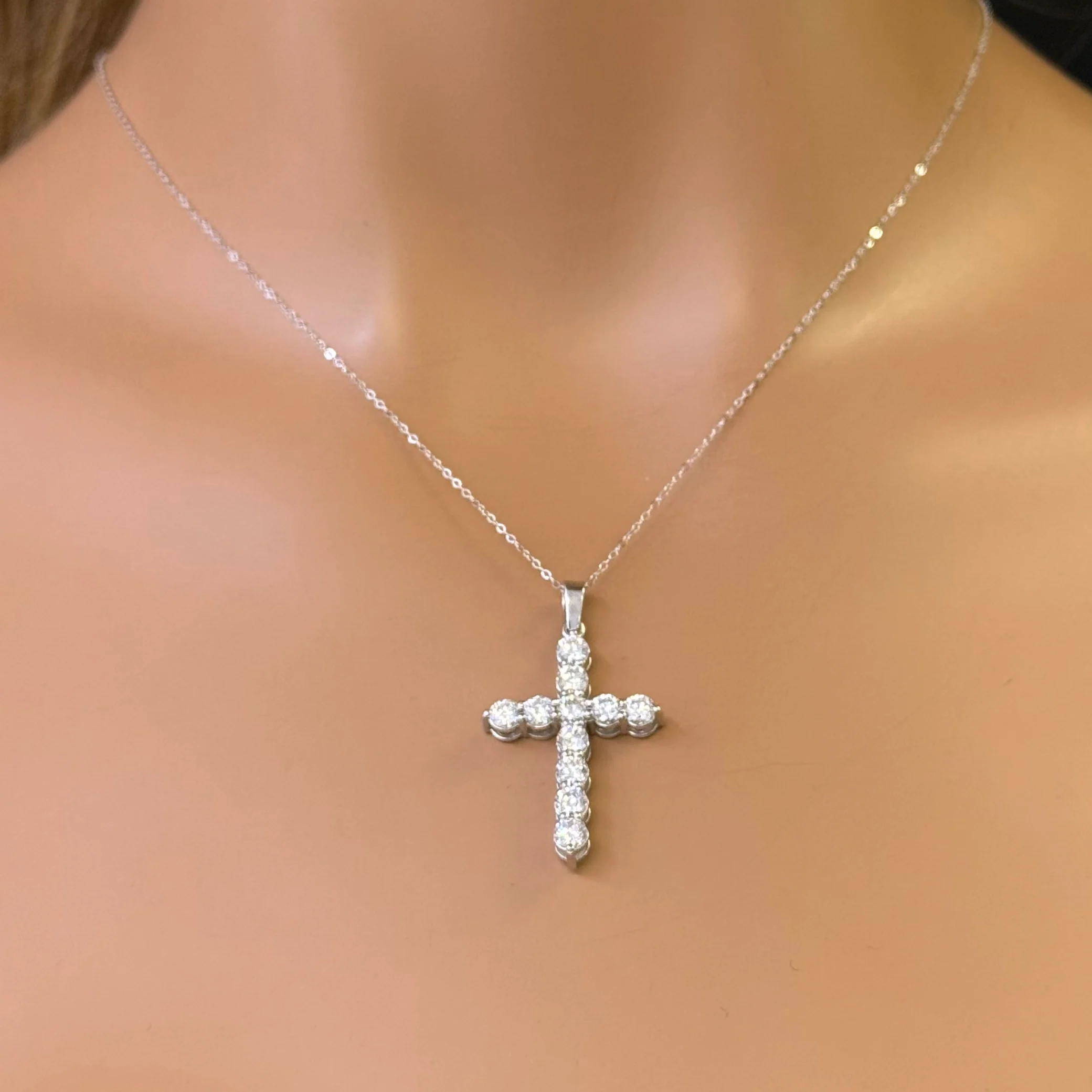 <span style="color:purple">SPECIAL!</span>2.05ct G SI 14K White Gold Diamond Cross Pendant 18" Long - Image 2