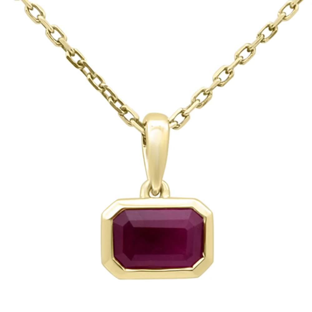 <span style="color:purple">SPECIAL!</span>.72ct G SI 14KT Yellow Gold Ruby Gemstone Pendant Necklace 18" Long Chain