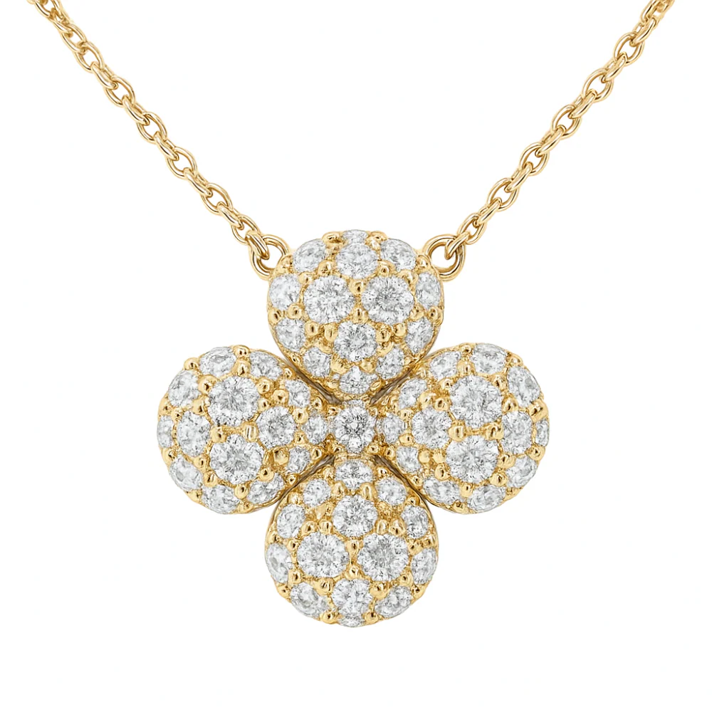 <span style="color:purple">SPECIAL!</span> .51ct G SI 14K Yellow Gold Diamond Flower Pendant 18" Long