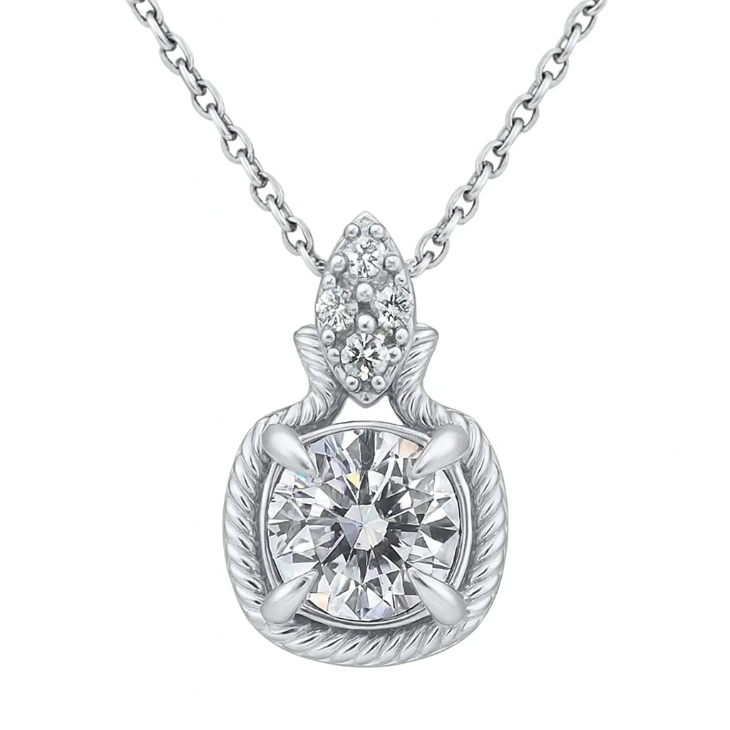 <span style="color:purple">SPECIAL!</span> 1.20ct G SI 14K White Gold Round Brilliant Diamond Solitaire Pendant 18" Long