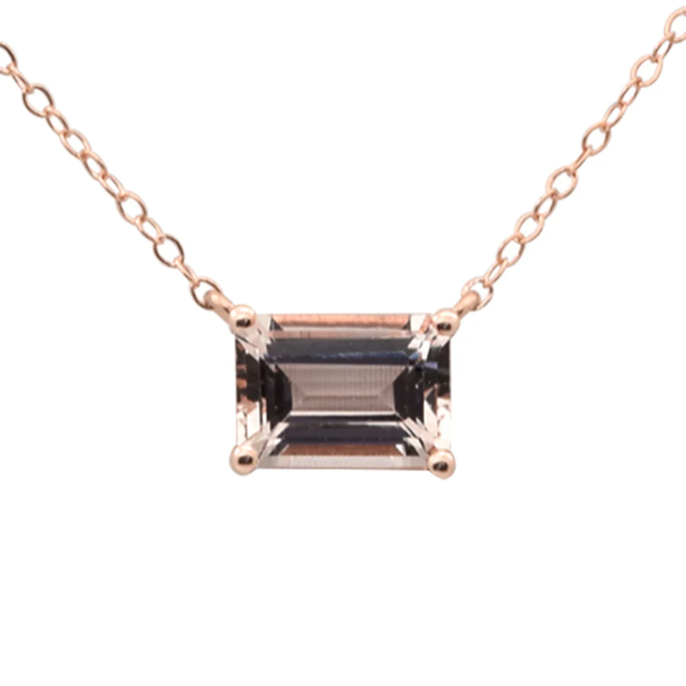 .86ct G SI 14K Rose Gold Morganite Gemstone Pendant 18" Long