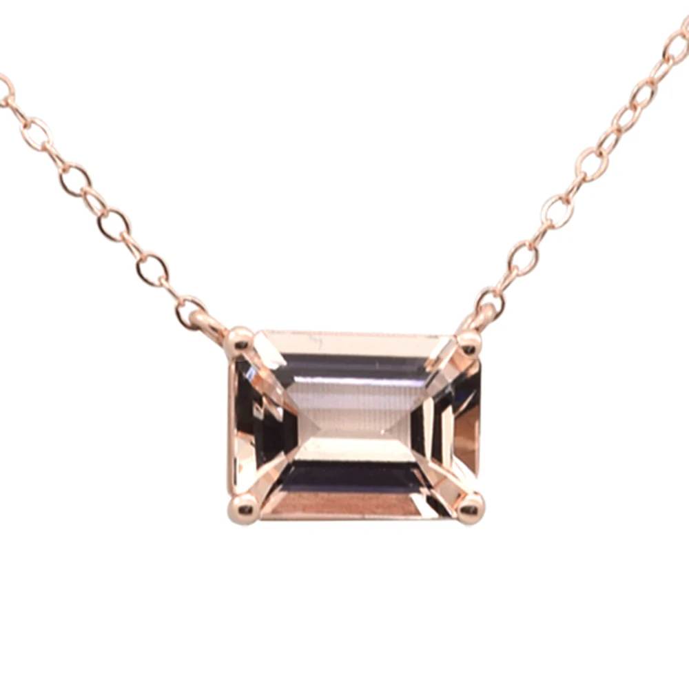 <span style="color:purple">SPECIAL!</span> 1.25ct G SI 14K Rose Gold Morganite Gemstone Pendant 18" Long