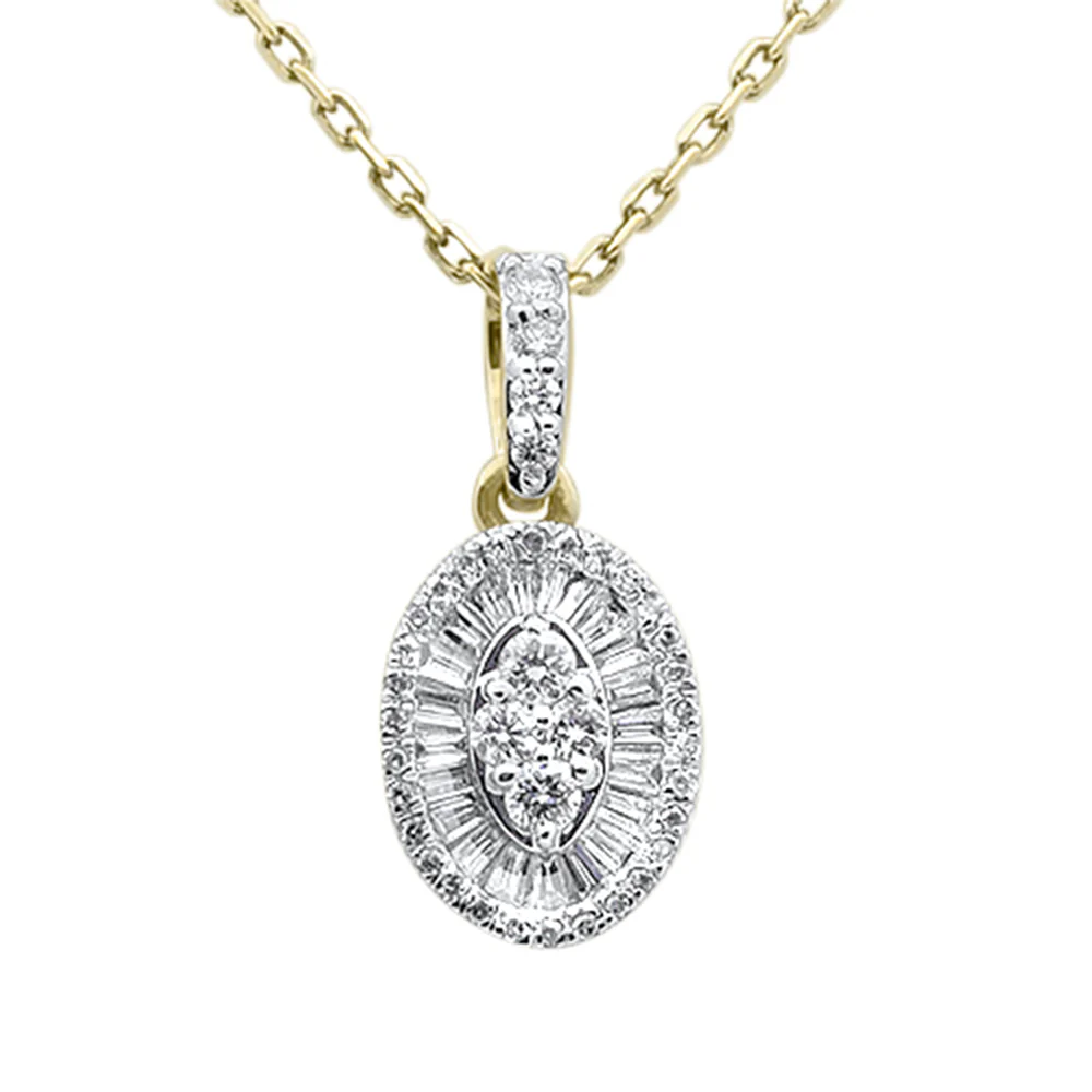 <span style="color:purple">SPECIAL!</span> .25ct G SI 14K Yellow Gold Diamond Oval Medallion Pendant 18" Long