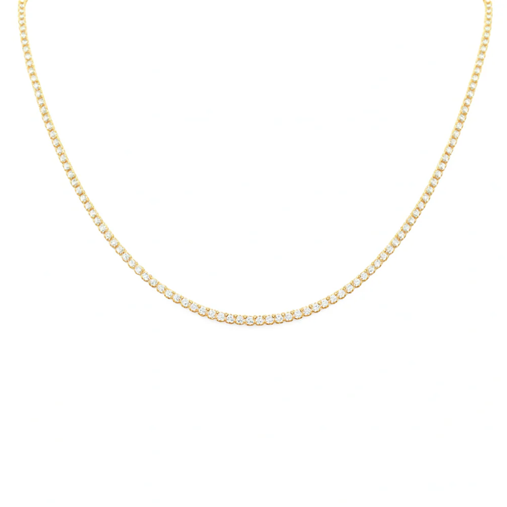 <span style="color:purple">SPECIAL!</span>3.01ct G SI 14K Yellow Gold Diamond Elegant Tennis Necklace 18" Long