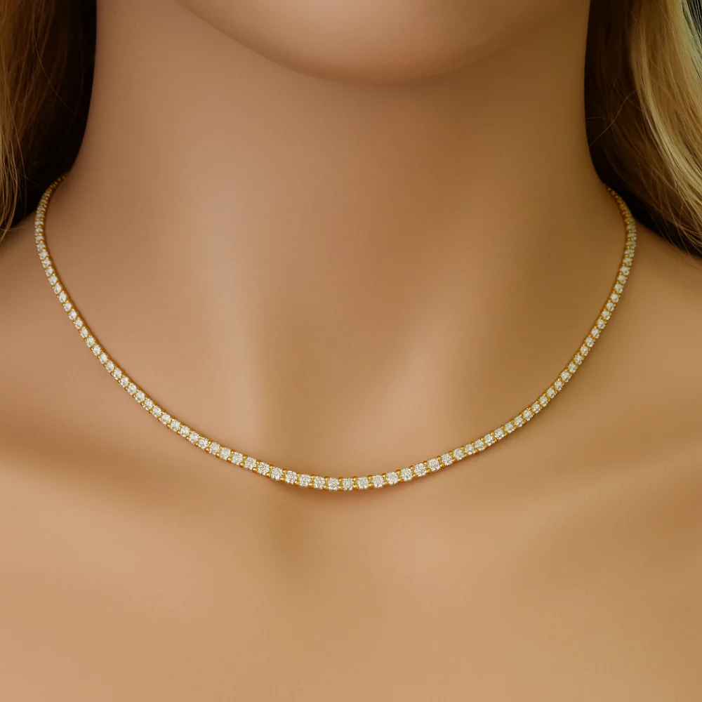 <span style="color:purple">SPECIAL!</span>3.01ct G SI 14K Yellow Gold Diamond Elegant Tennis Necklace 18" Long - Image 2