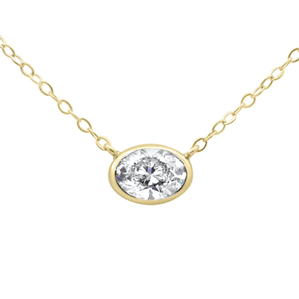 <span style="color:purple">SPECIAL!</span> .30ct G SI 14K Yellow Gold Diamond Oval Cut Solitaire Pendant Necklace 18" Long
