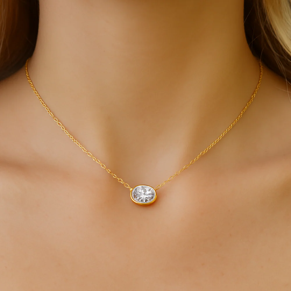<span style="color:purple">SPECIAL!</span> .30ct G SI 14K Yellow Gold Diamond Oval Cut Solitaire Pendant Necklace 18" Long - Image 2