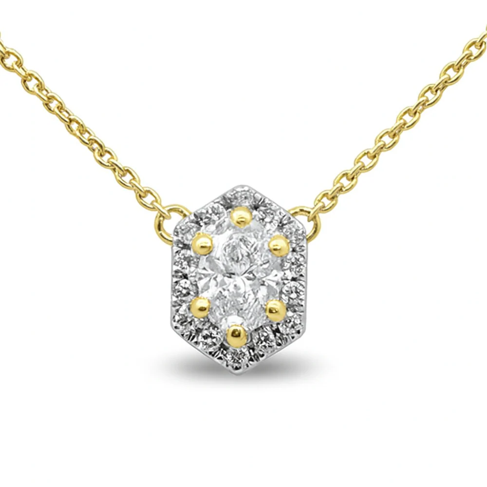 <span style="color:purple">SPECIAL!</span> .53ct G SI 14K Yellow Gold Oval Cut Diamond Pendant Necklace 16+2" Ext. Long Chain - Image 2
