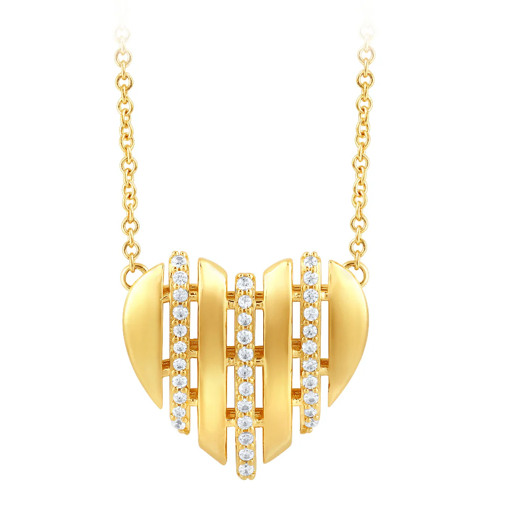 <span style="color:purple">SPECIAL!</span> .16ct G SI 14kt Yellow Gold Diamond Heart Shape Pendant Necklace 18" long