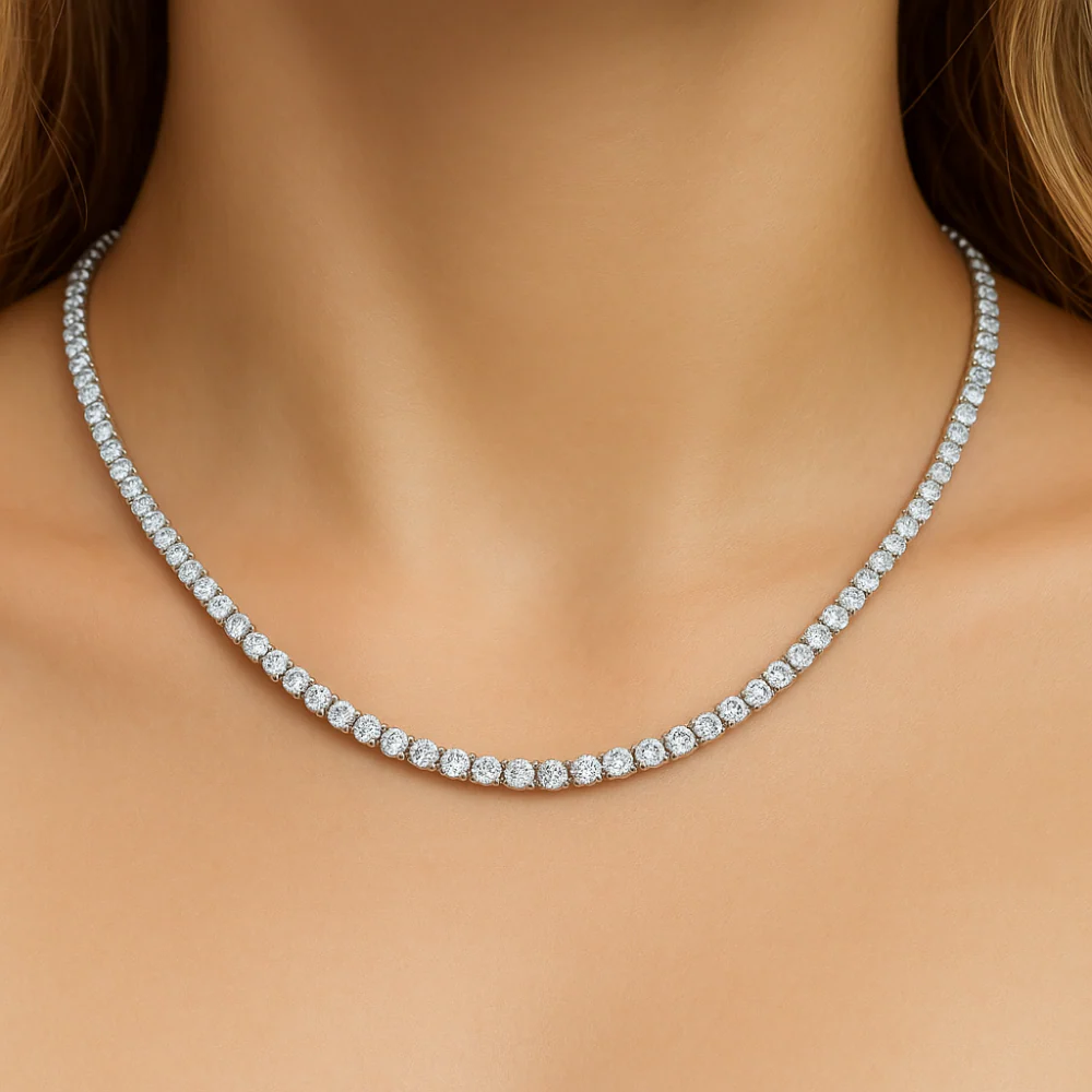 <span style="color:purple">SPECIAL!</span> 3.13ct G SI 14kt White Gold Diamond Tennis Necklace 16" Long - Image 2