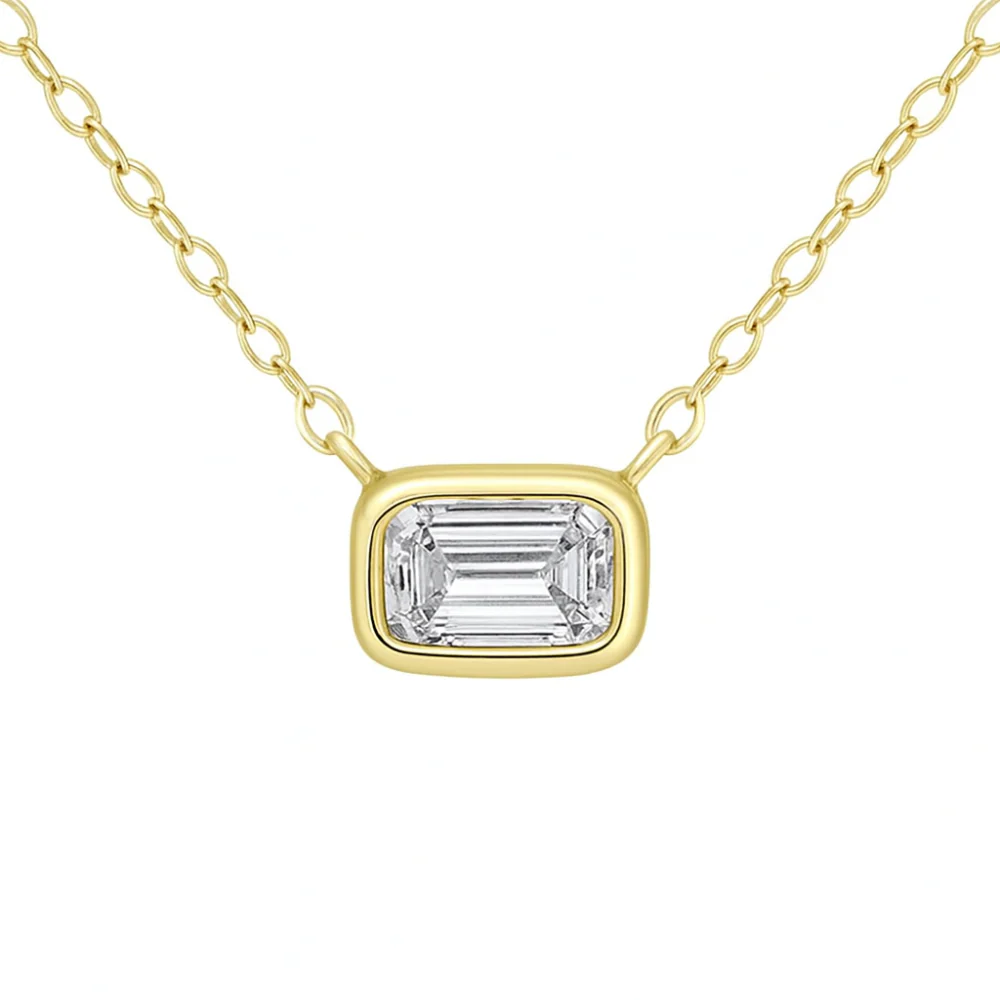 <span style="color:purple">SPECIAL!</span> .25ct G SI 14K Yellow Gold Bezel Set Emerald Cut Diamond Pendant 18" Long