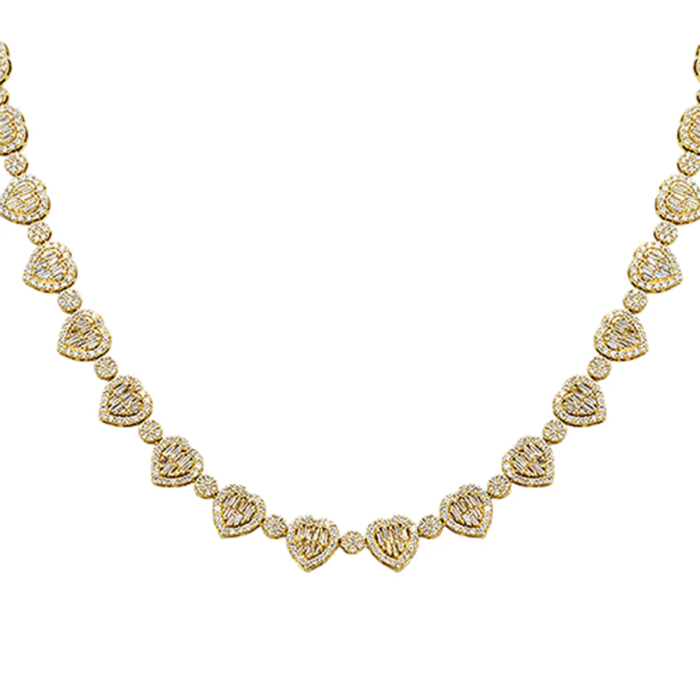 <span style="color:purple">SPECIAL!</span> 13.16ct G SI 14kt Yellow Gold Diamond Heart Shape Necklace 22" Long