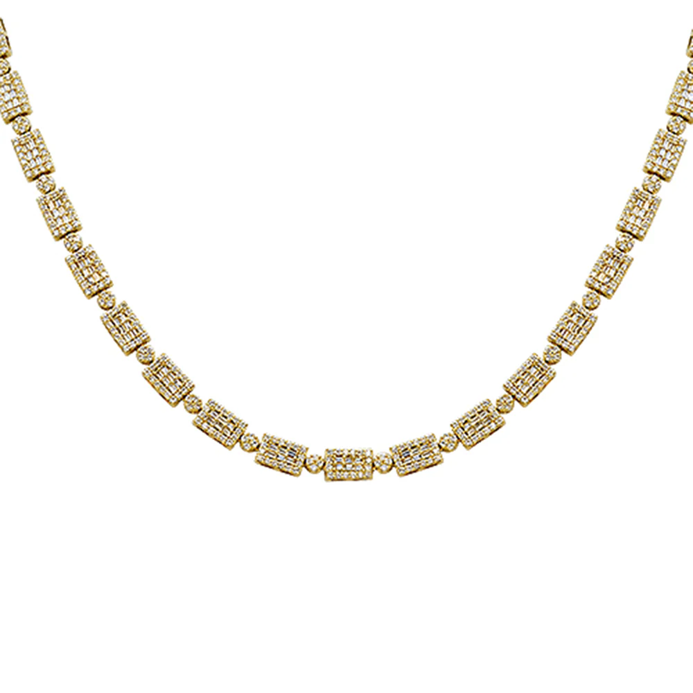 <span style="color:purple">SPECIAL!</span> 9.91ct G SI 14kt Yellow Gold Baguette Diamond Necklace 22" Long