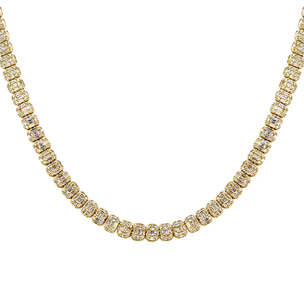 <span style="color:purple">SPECIAL!</span> 14.11ct G SI 14kt Yellow Gold Baguette Diamond Necklace 22" Long