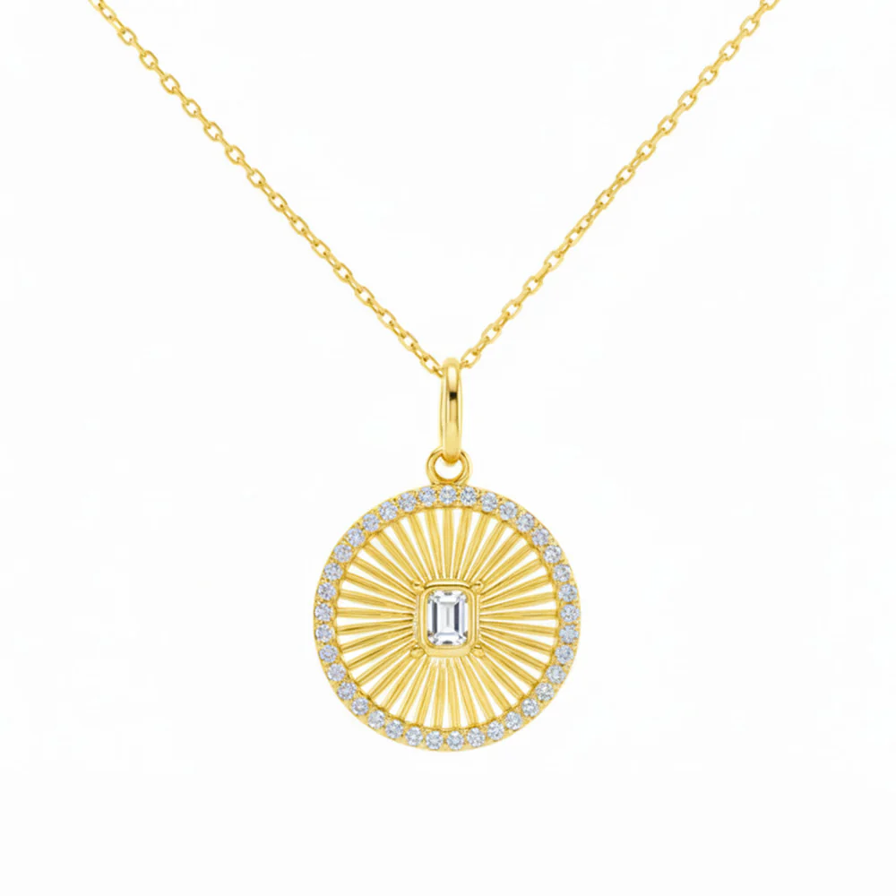 <span style="color:purple">SPECIAL!</span> .37ct G SI 14kt Yellow Gold Diamond Disc Medallion Pendant Necklace 16+2" Long