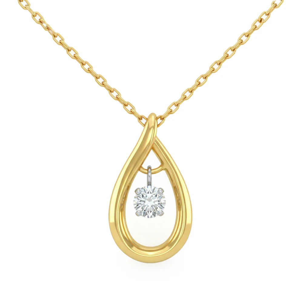 <span style="color:purple">SPECIAL!</span> .15ct G SI 14kt Yellow Gold Diamond Pear Shape Dazzling Diamond Teardrop Pendant Necklace 18" Long
