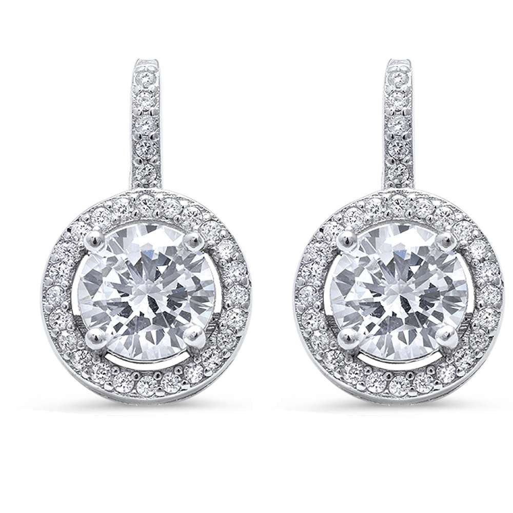 Halo Style Fine Cubic Zirconia .925 Sterling Silver Earrings