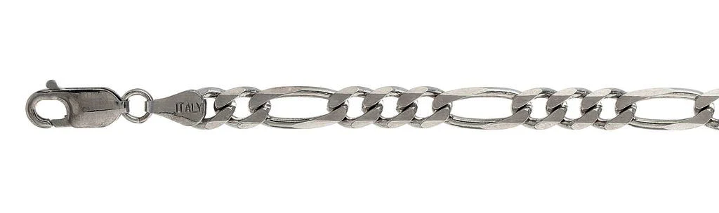 150-6.2MM Rhodium Finished Figaro .925 Sterling Silver Chain 8-28" Available NEW